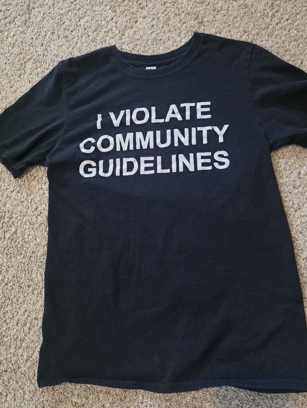 Gildan Black Short-Sleeve Tee with White Statement Text